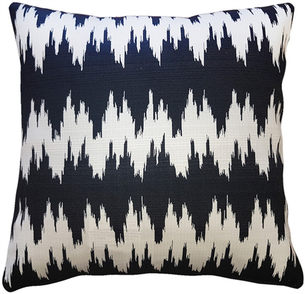 Ikat Stripes Black and Cream Throw Pillow 17x17