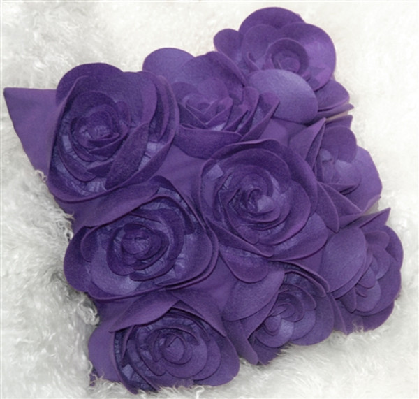 Felt Flowers in Purple 17x17 Throw Pillow