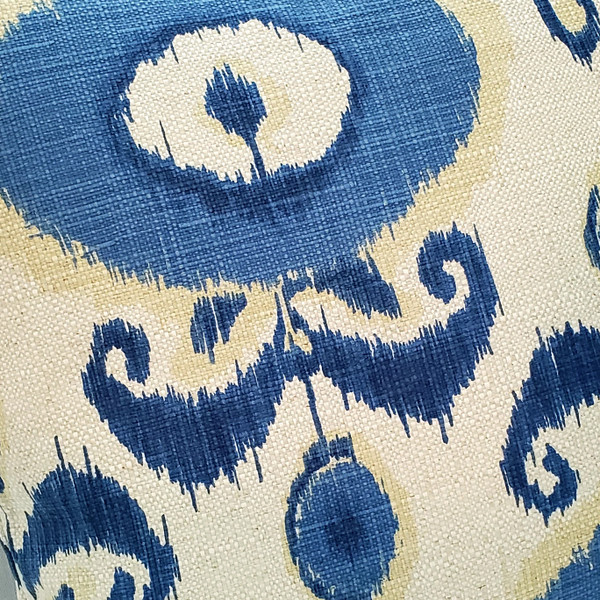 Bold Blue Ikat Decorative Pillow Fabric