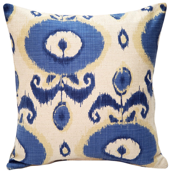 Bold Blue Ikat Decorative Pillow 20x20