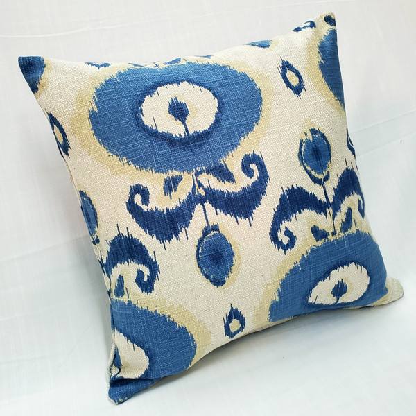 Bold Blue Ikat 20x20 Decorative Pillow