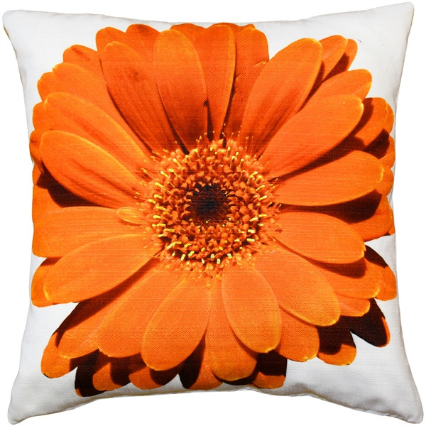 Bold Daisy Flower Orange Throw Pillow 19x19