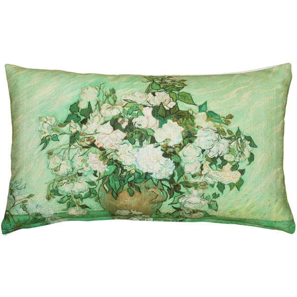 Van Gogh Vase with Pink Roses Throw Pillow