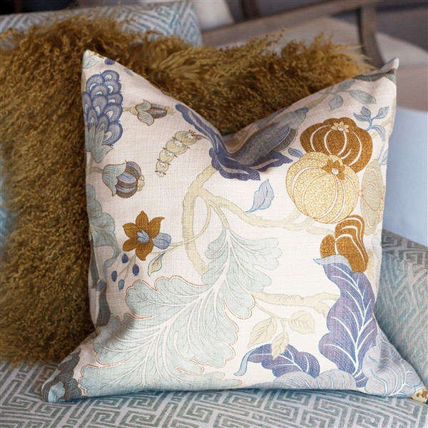 Harvest Floral Blue 20x20 Throw Pillow