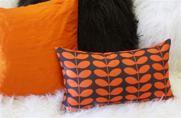 Mid-Century Modern Orange Throw Pillow 12x19