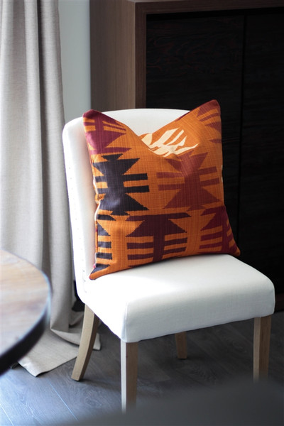 Tribal Orange 22x22 Decorative Pillow
