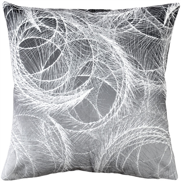 Feather Swirl Gray Throw Pillow 20x20