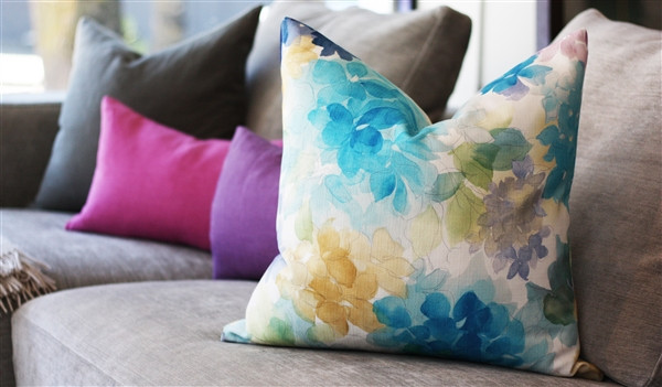 May Flower Blue Throw Pillow 20X20