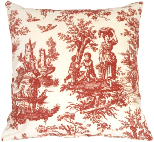 Red and Cream Classic Toile Throw Pillow