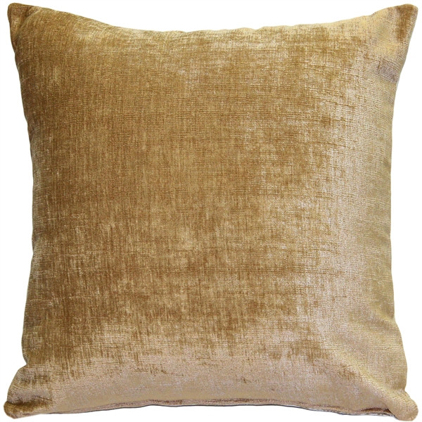 Venetian Velvet Golden Brown Throw Pillow 20x20