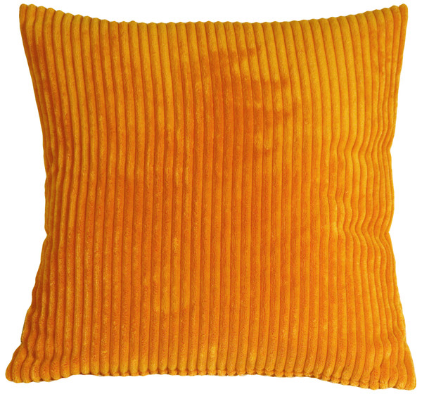 Wide Wale Corduroy 18x18 Light Orange Throw Pillow