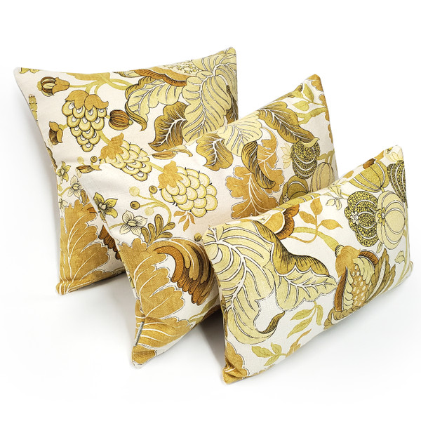 Harvest Floral Yellow Throw Pillows