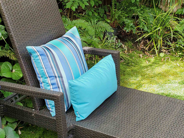 Sunbrella Aruba Turquoise Pillow and Sunbrella Dolce Oasis Pillow
