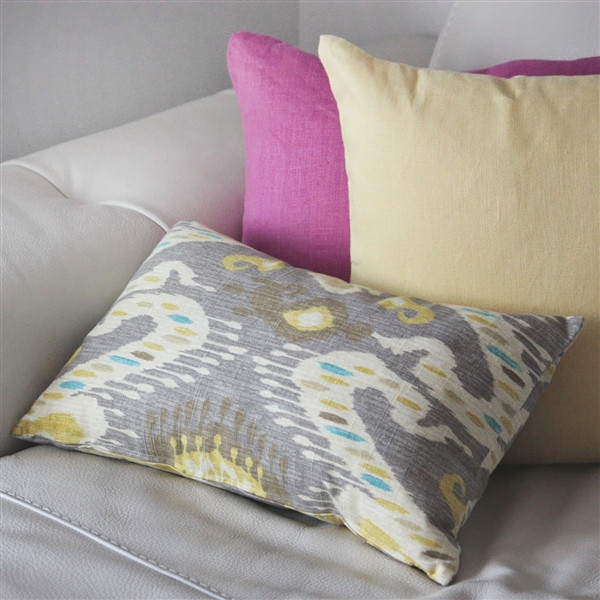 Solo Gray Ikat Throw Pillow 12x20 on Sofa