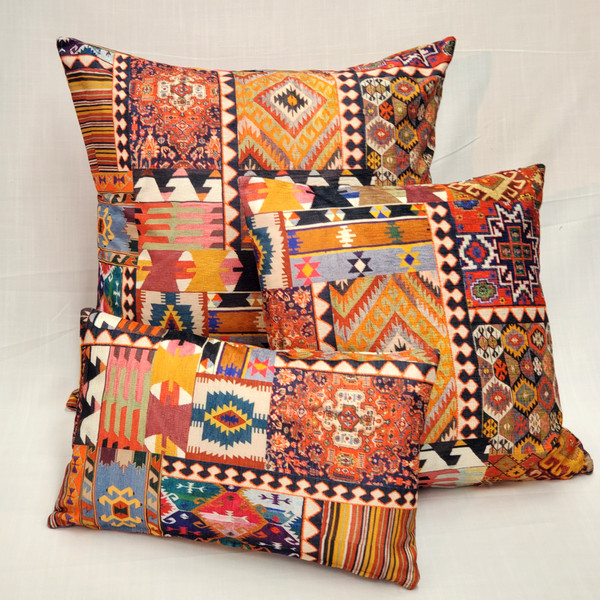Kilim Collage Throw Pillow 12x20