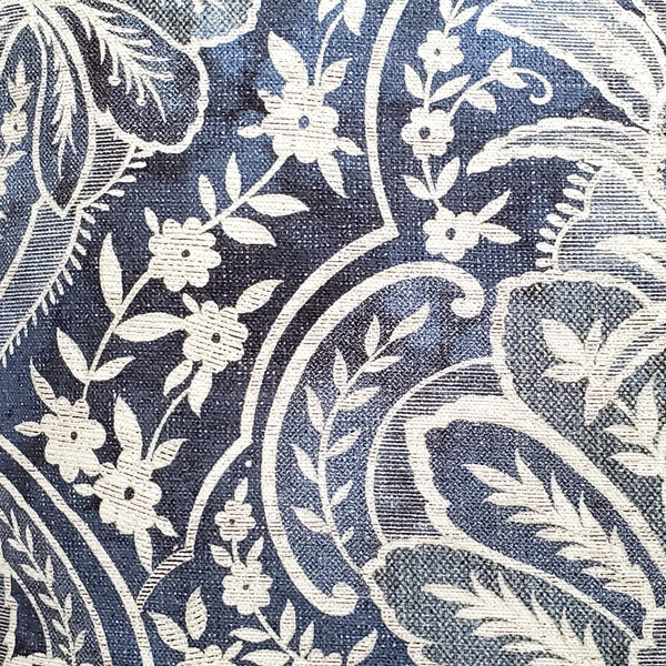 Leone Damask Denim Blue Throw Pillow Fabric