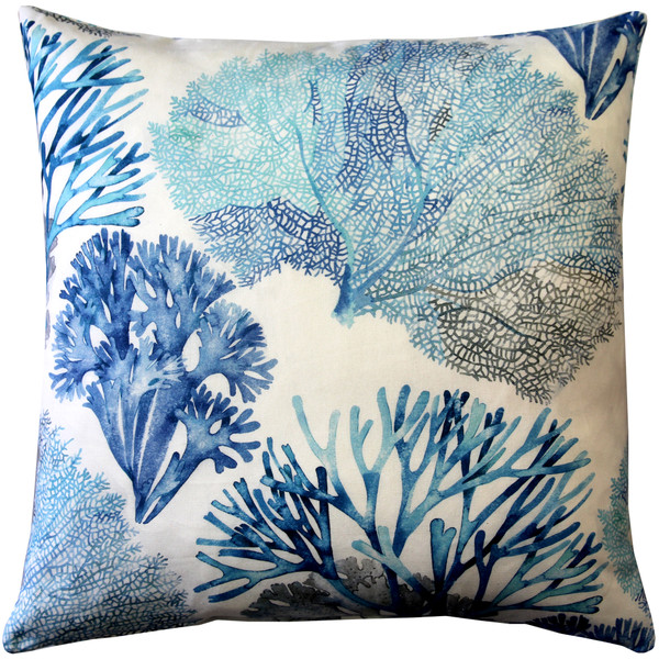 Tiger Beach Blue Coral 21 Inch Square Throw Pillow