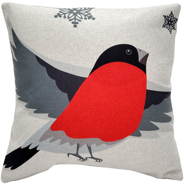 Winter Finch Joyful Bird Christmas Pillow