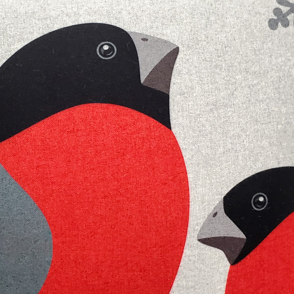 Winter Finch Peaceful Birds Christmas Pillow Fabric