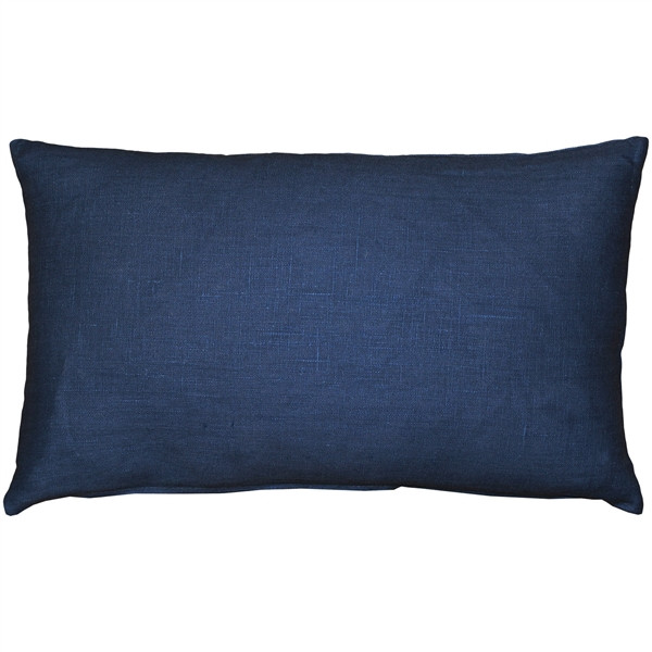 Tuscany Linen Indigo Blue Throw Pillow 12x19