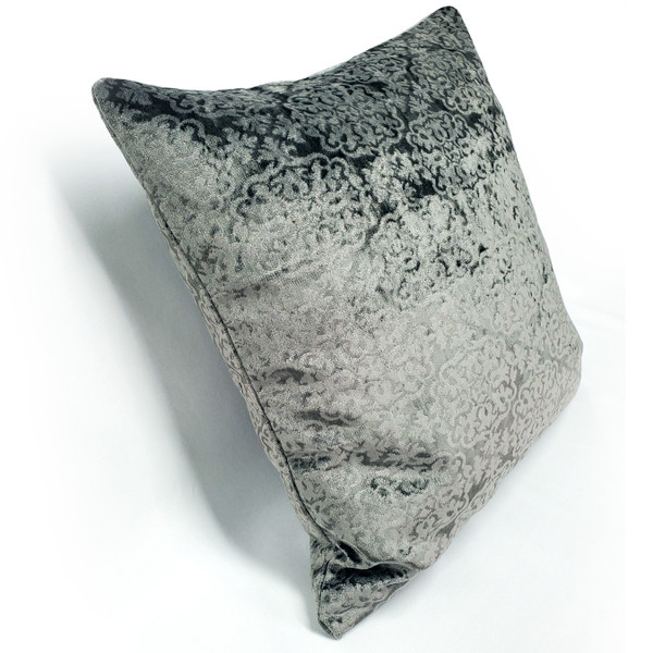 Artemis Pewter Gray Velvet Throw Pillow 20x20