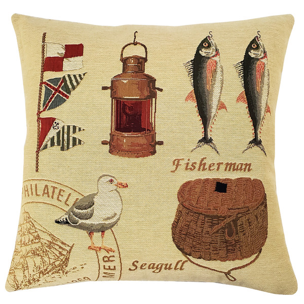Fisherman Flemish Tapestry Throw Pillow 19x19