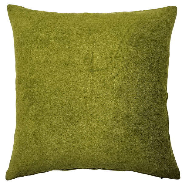 Embroidered Green Suede Abstract Flower Pillow 18x18 Back