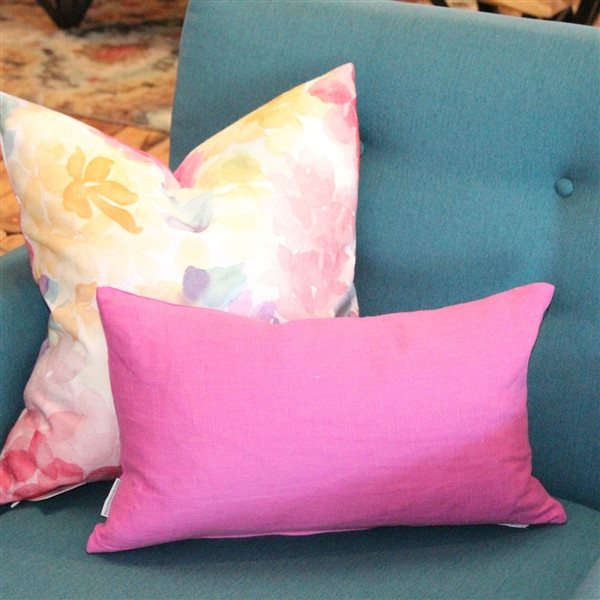 Tuscany Linen Orchid Pink Throw Pillow 12x19