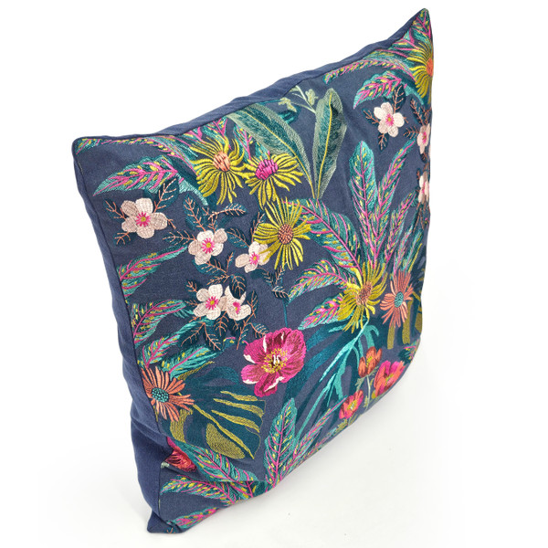 Abelia Embroidered Floral Throw Pillow 22x22