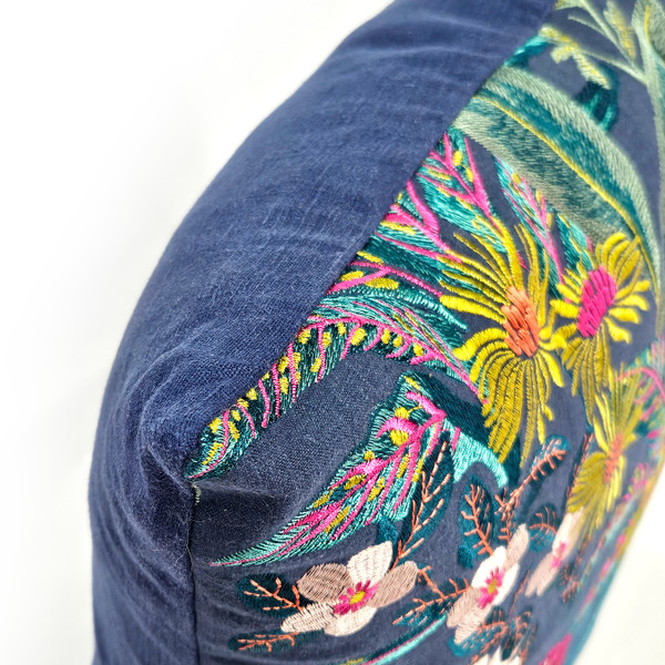 Abelia Embroidered Floral Throw Pillow 22x22