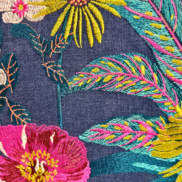 Abelia Embroidered Floral Throw Pillow 22x22