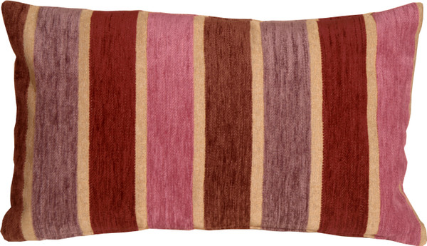 Savannah Stripes Pink Purple Chenille Throw Pillow 12x20
