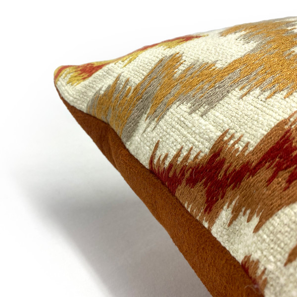 Rust & Gold Geometric Lumbar Pillow 12x20
