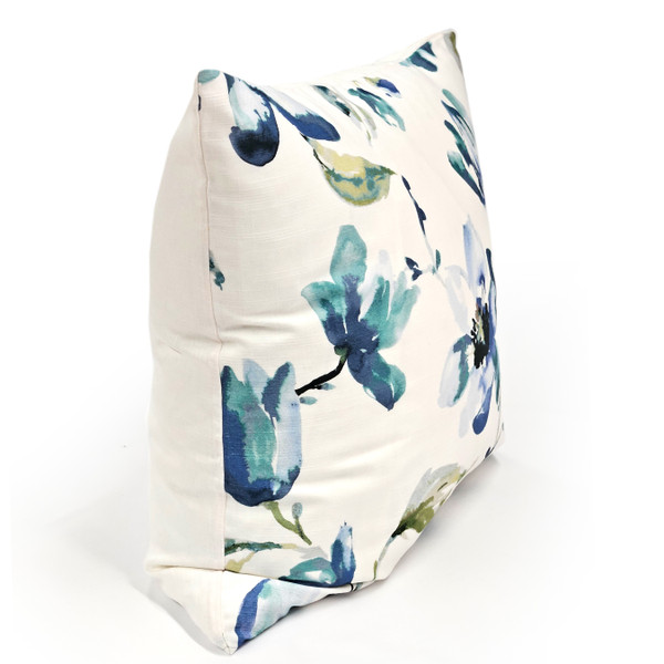 Magnolia Watercolor Blue Teal Throw Pillow 22x22