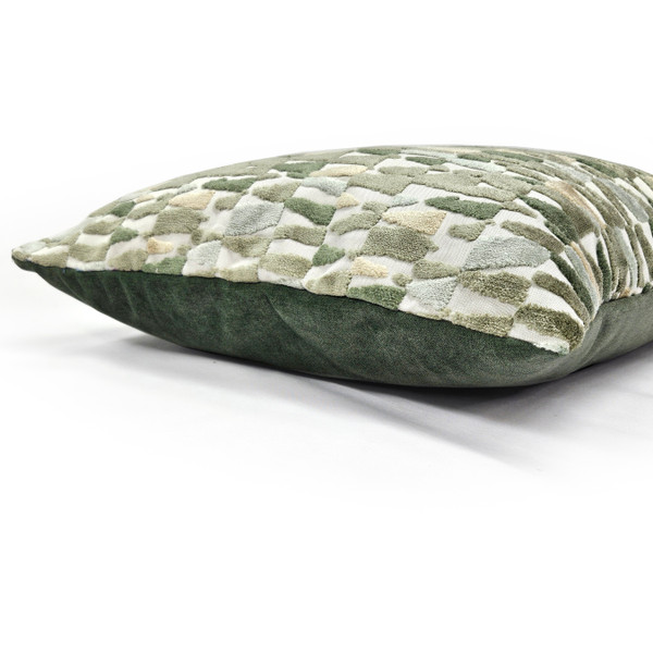 Mixed Greens Velvet Throw Pillow 18x18