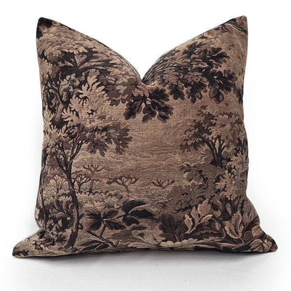 Elm Forest Sepia Tapestry Throw Pillow 21x21