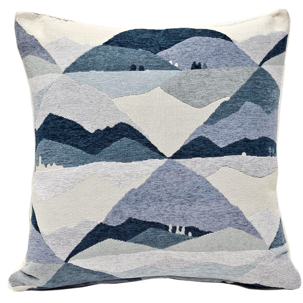 Abstract Mountains Blues Throw Pillow 21x21