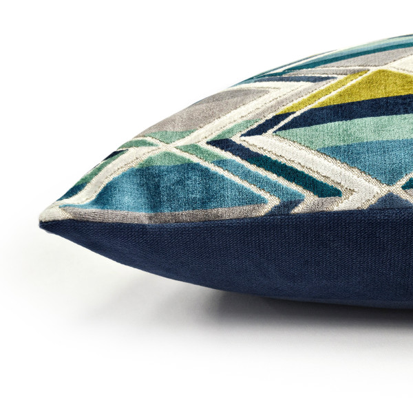 Marquis Chevron Aqua Velvet Throw Pillow 21x21
