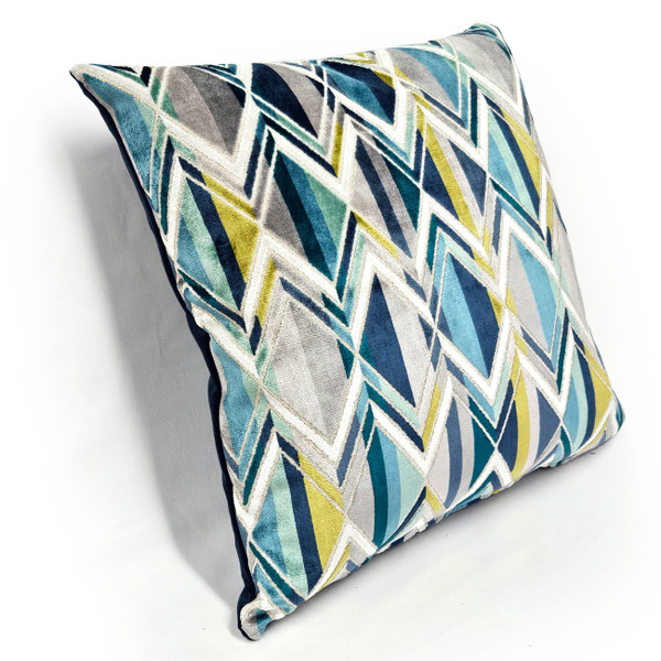Marquis Chevron Aqua Velvet Throw Pillow 21x21