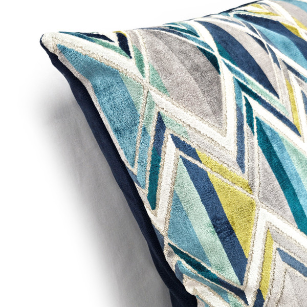 Marquis Chevron Aqua Velvet Throw Pillow 21x21