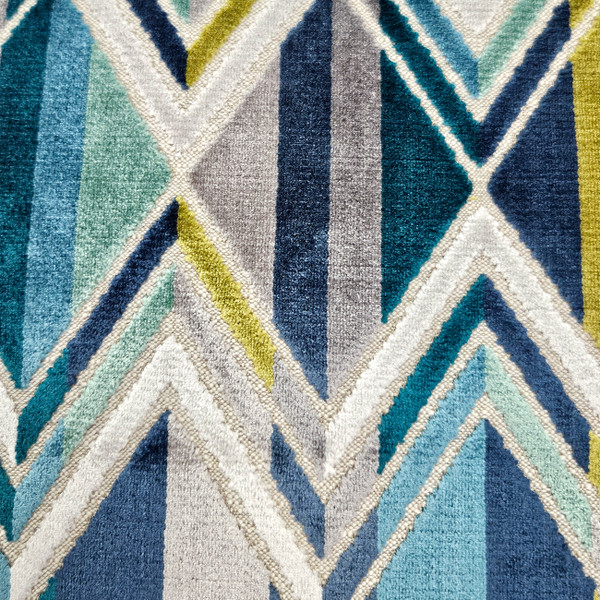 Marquis Chevron Aqua Velvet Throw Pillow 21x21