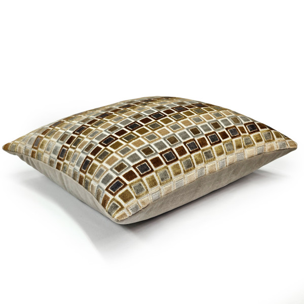 Mod Grid Gold Velvet Throw Pillow 21x21