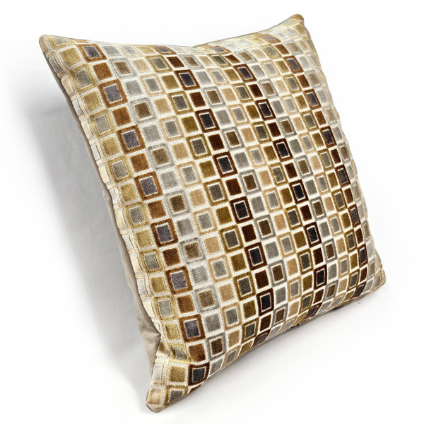 Mod Grid Gold Velvet Throw Pillow 21x21
