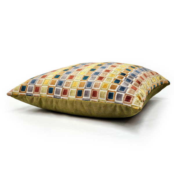 Mod Grid Multi-Jewel Velvet Throw Pillow 21x21