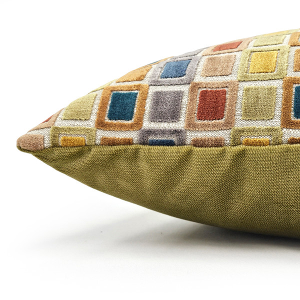 Mod Grid Multi-Jewel Velvet Throw Pillow 21x21