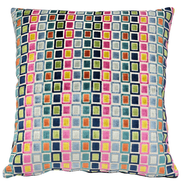 Mod Grid Fiesta Velvet Throw Pillow 21x21