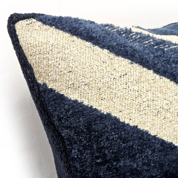 Maritime Stripe Blue Chenille Throw Pillow 25x25