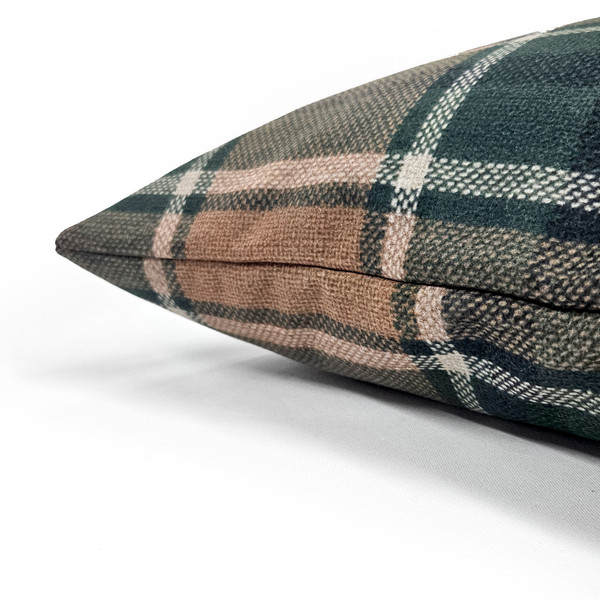 Highland Felt Hunter & Camel Plaid Throw Pillow 19x19