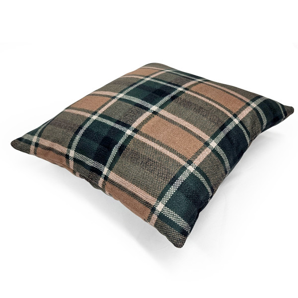 Highland Felt Hunter & Camel Plaid Throw Pillow 19x19