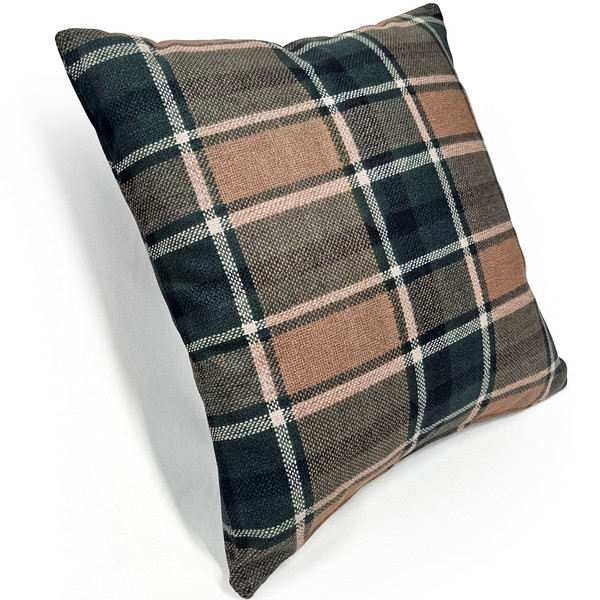 Highland Felt Hunter & Camel Plaid Throw Pillow 19x19